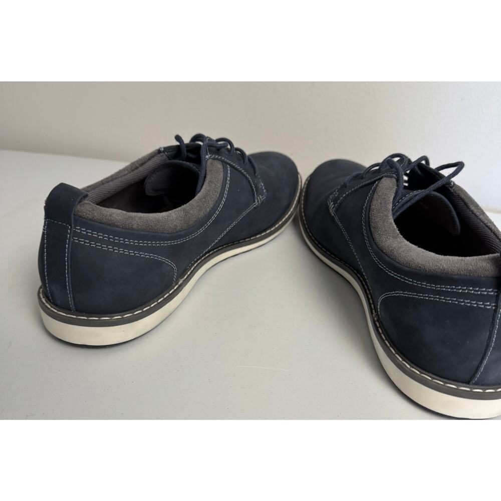 EUC WINSLOW PLAIN TOE MEN'S SHOES 11.5M GRAY BLUE LEATHER JOHNSTON MURPHY - Picture 7 of 9